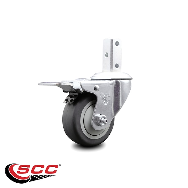 3.5 Inch Thermoplastic Rubber 7/8 Inch Square Stem Caster Total Lock Brake SCC